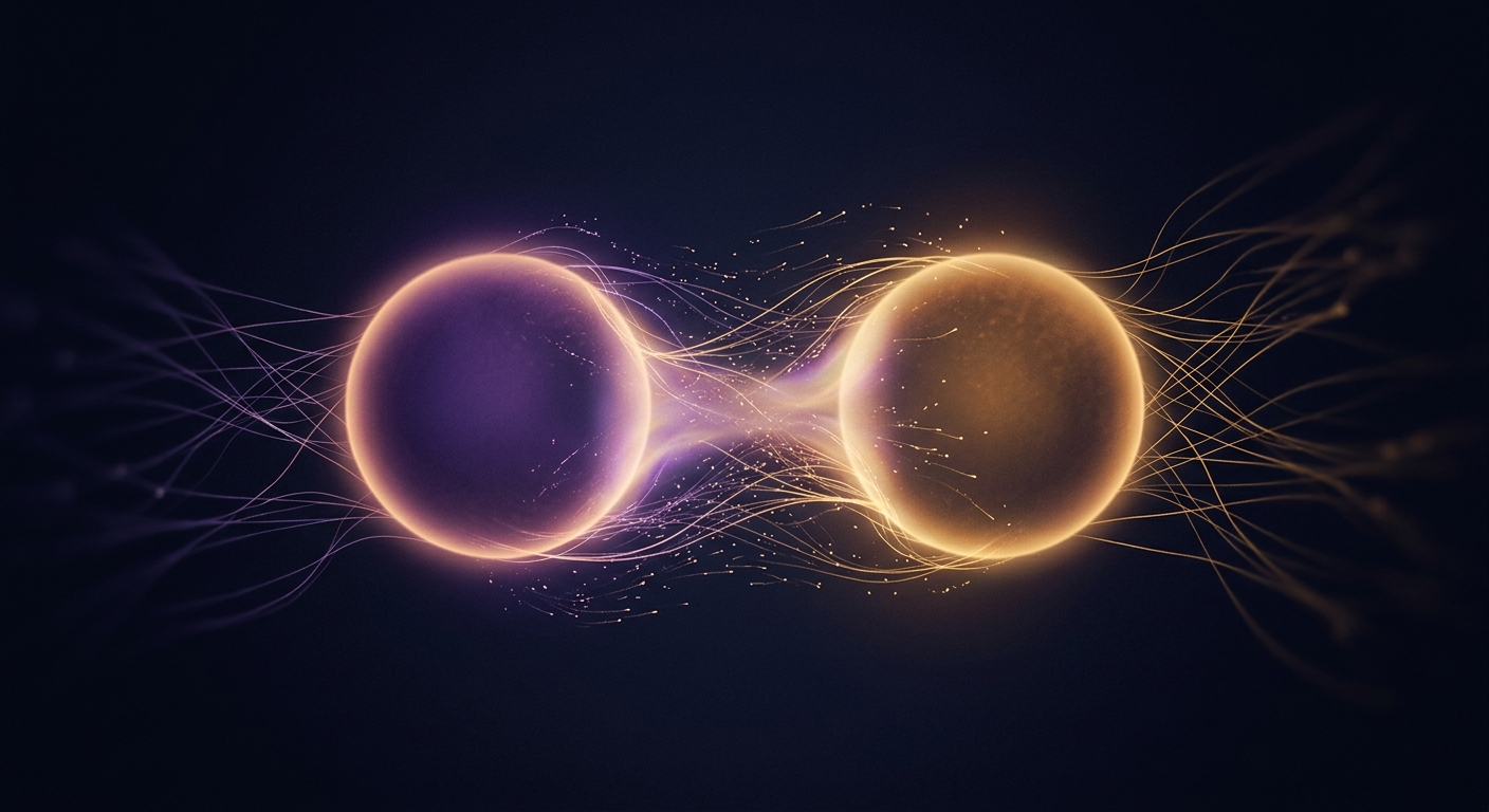 Abstract glowing orbs representing emotional intimacy and love language connection between couples